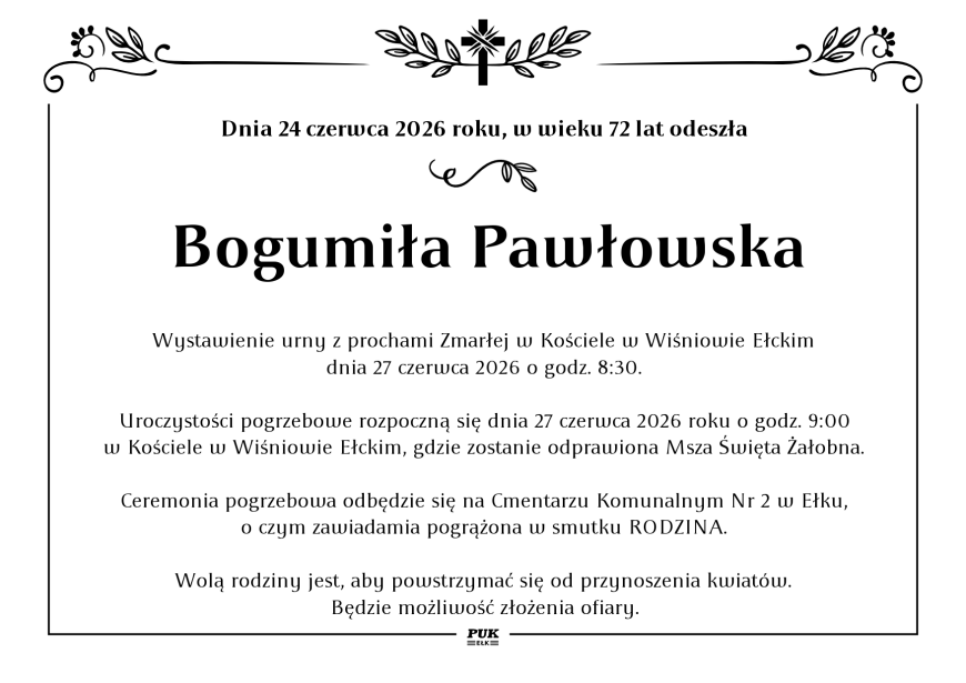 Bogumiła Pawłowska - nekrolog
